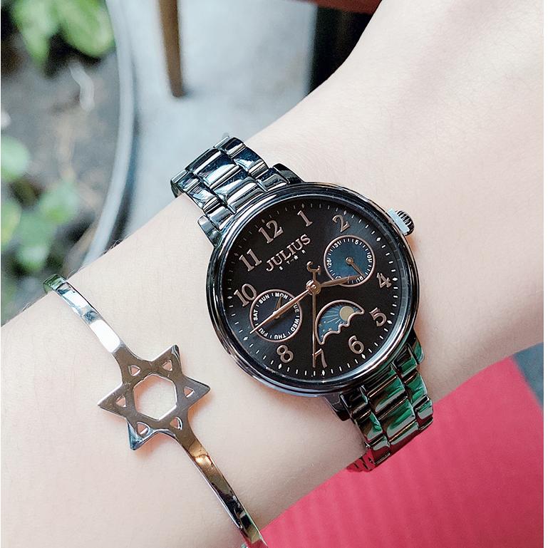Đồng Hồ Nữ Chính Hãng Julius Star Cao Cấp Dây Kim Loại Mặt Tròn Chống Nước Kính Saphire Đường Kính 30mm JS-047C