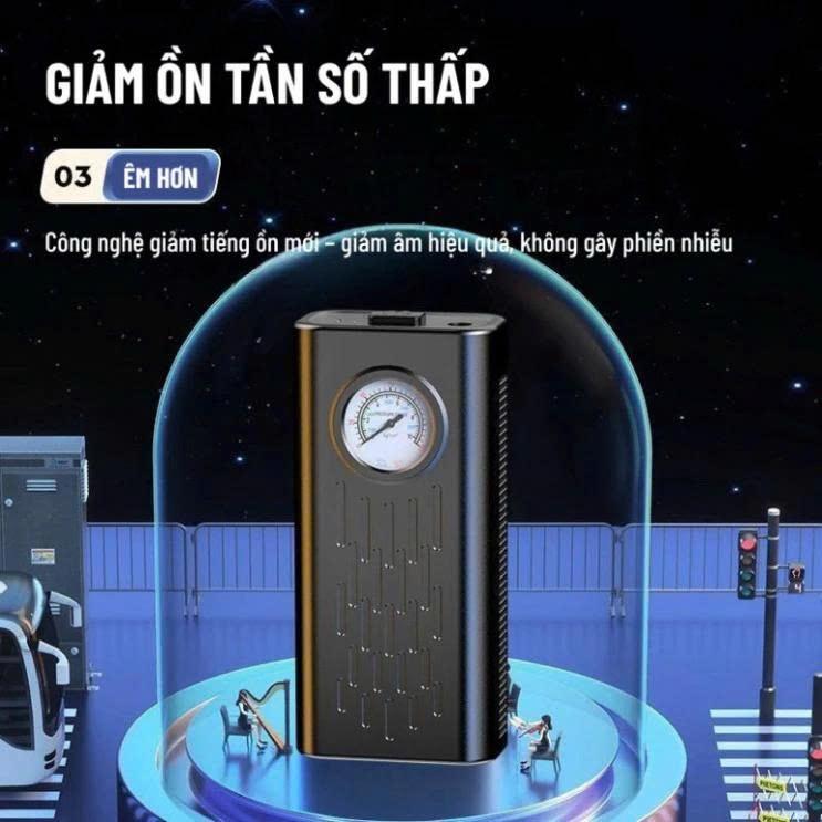 Máy bơm lốp ôtô không dây cầm tay sạc USB ngắt tự động, thiết kế nhỏ gọn công suất lớn