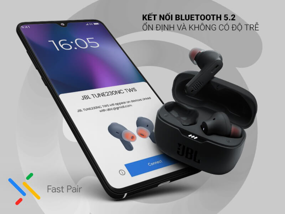 Tai Nghe Bluetooth True Wireless Chống Ồn JBL Tune 230NC TWS - Hàng Chính Hãng