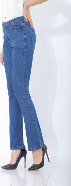 Quần Jeans Nữ ống Loe Dài Màu Xanh