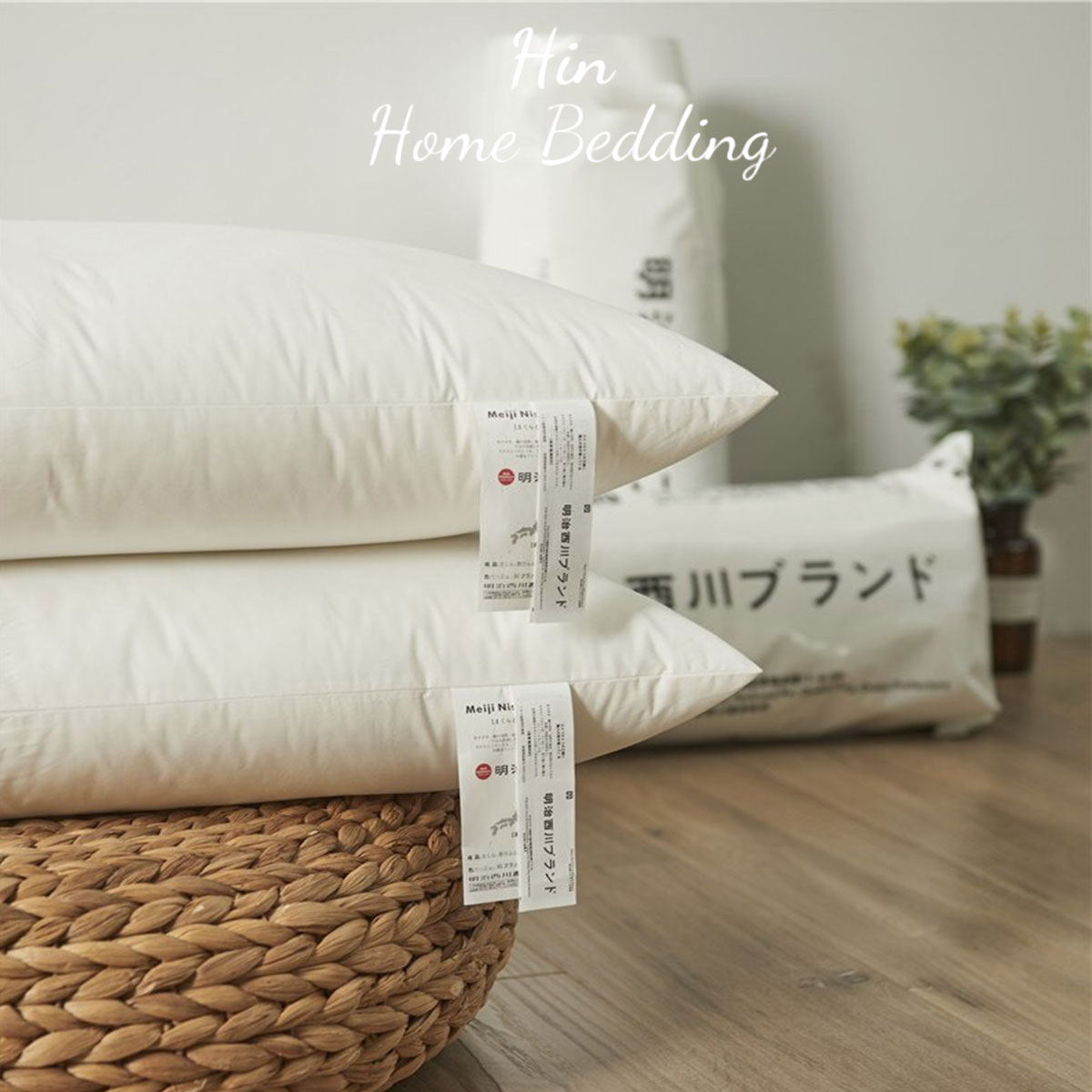 Gối Khách Sạn 50x70cm Hin Home Bedding Gối Ngủ Ruột Gối Lông Vũ Nhân Tạo Cao Cấp Gối Nhật Bản