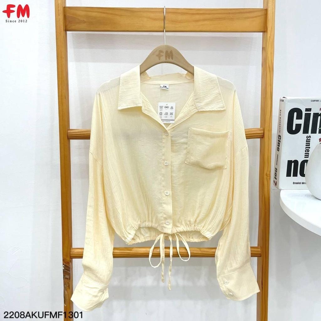 Áo sơ mi nữ FM Style cổ bẻ tay dài rút dây eo thời trang tiểu thư xinh xắn phong cách Hàn Quốc 22121121
