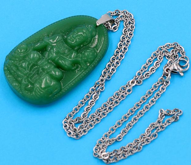 Vòng cổ Phổ hiền đá thạch anh xanh 5 cm DITTXN2 - Phật hộ mệnh cho người tuổi Thìn, Tỵ