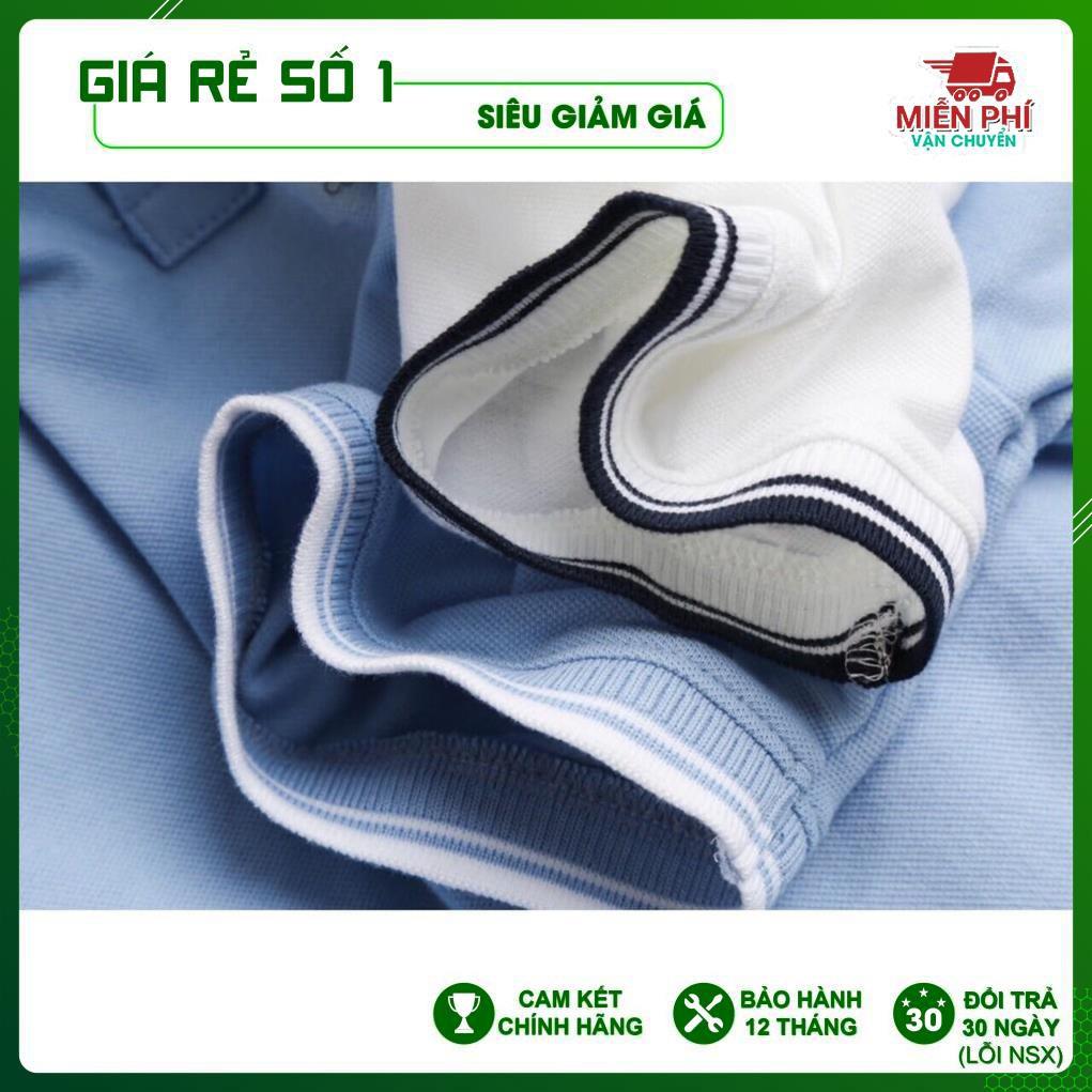 Áo thun Polo nam cổ bẻ họa tiết bo viền 100% chất Cotton thoáng mát, không nhăn Basic
