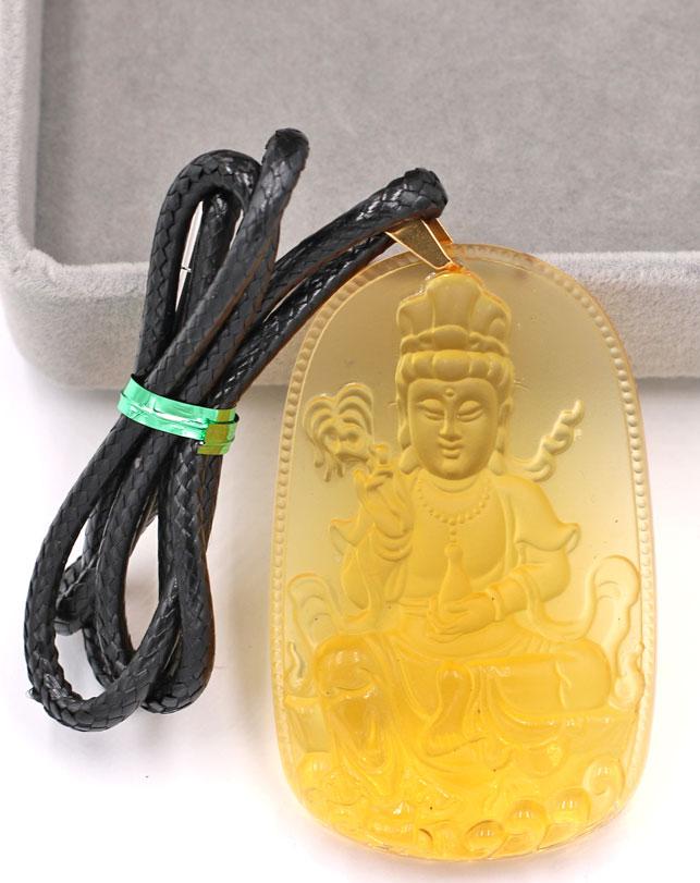 Dây chuyền mặt Phật Quan Âm Bồ Tát - pha lê vàng DEQAFVL2 - kèm hộp nhung