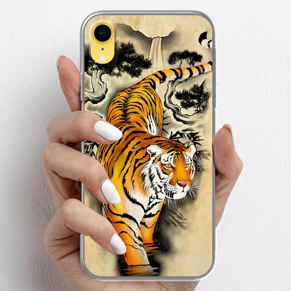 Ốp lưng cho iPhone X, iPhone XR nhựa TPU mẫu Cọp tranh vẽ
