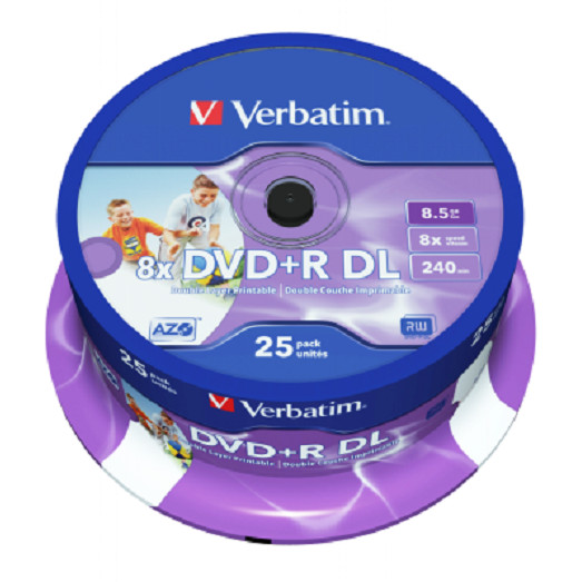 Đĩa Verbatim DVD+R DL 8.5GB 8X White Wide U 25psc - Hàng chính hãng