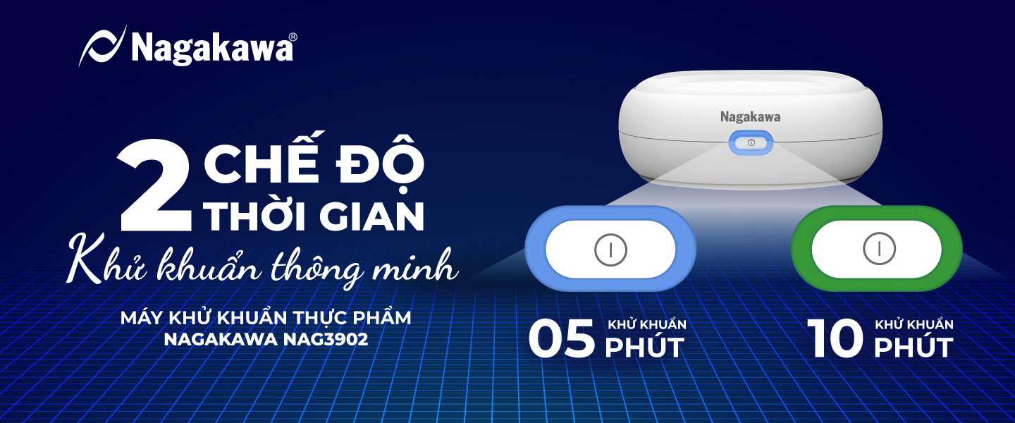 Máy khử khuẩn thực phẩm cầm tay Nagakawa NAG3902 - Công nghệ Hydroxyl - Hàng Chính Hãng