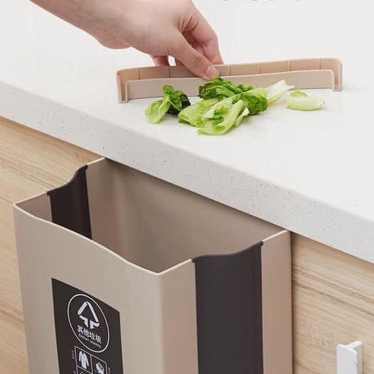 Thùng rác gấp gọn thông minh treo cửa tủ nhà bếp, thùng rác gấp gọn cài cánh cửa tiện lợi sang trọng