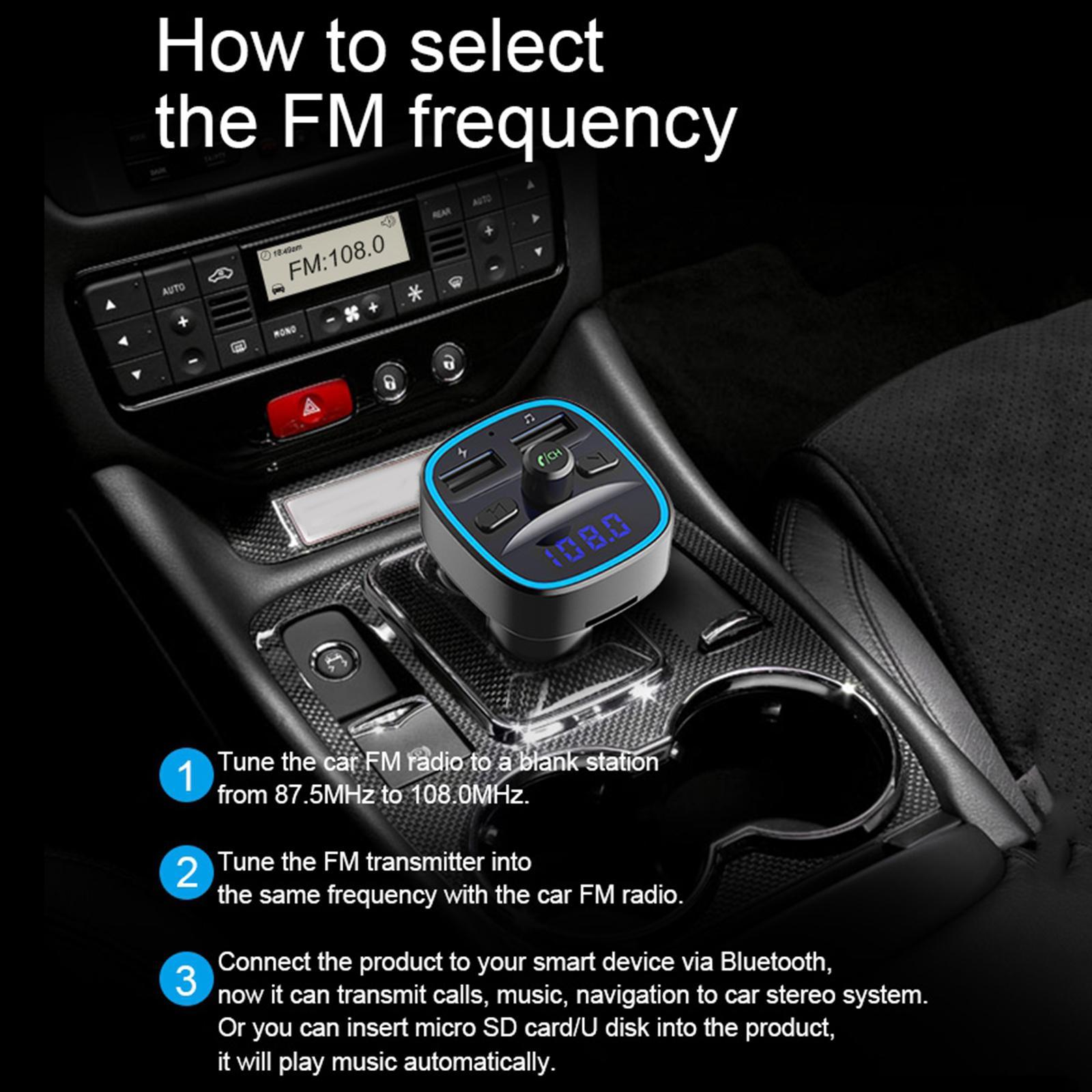 Wireless Car FM Transmitters Multifunction Hands-Free Calling Dual USB Port