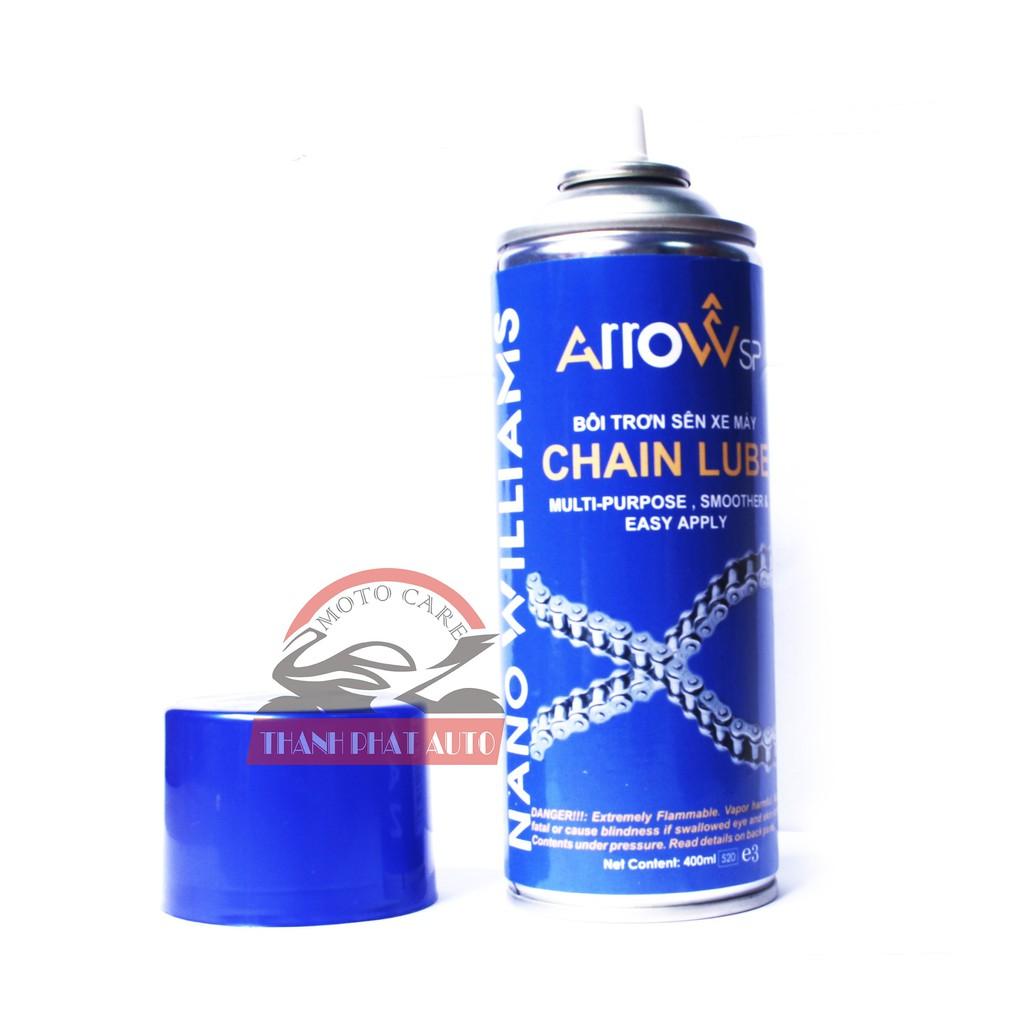 CHAI XỊT BÔI TRƠN SÊN XE MÁY ARROW CHAIN LUBE 400ML