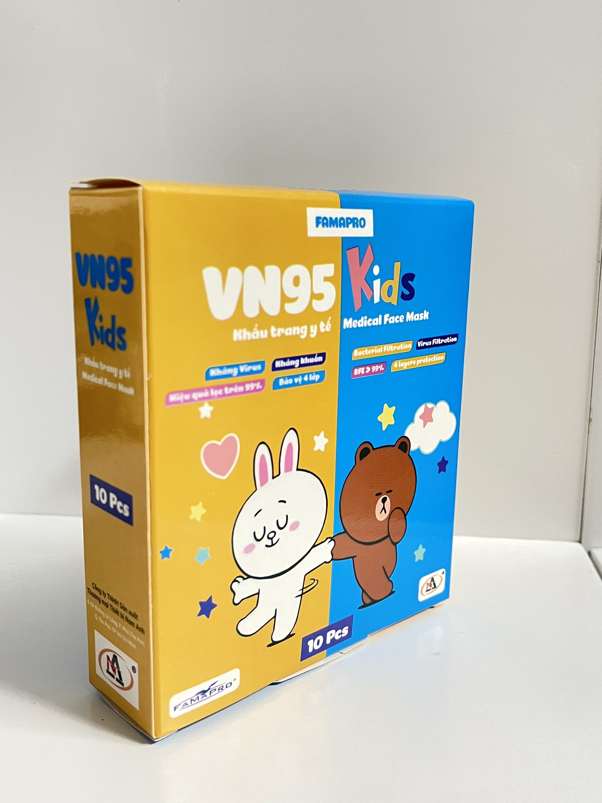 [COMBO 5 HỘP - FAMAPRO VN95 KIDS] - Khẩu trang y tế trẻ em Famapro VN95 KIDS (10 cái/ hộp)