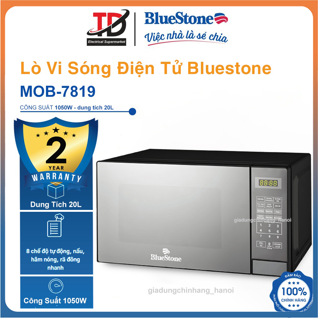 Lò vi sóng điện tử Bluestone MOB-7819, Dung Tích 20Lit - 1050W, Hàng Chính Hãng