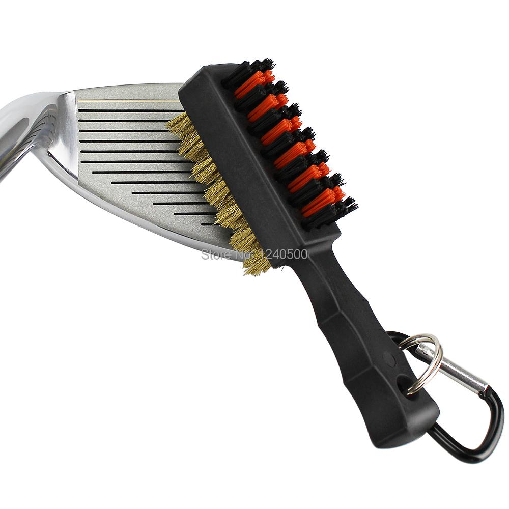 Golf Brush Brush Club Câu lạc bộ làm sạch bàn chải hai bên bằng đồng nylon golf groove Cleaner với Keychain Drop Ship Color: Set D