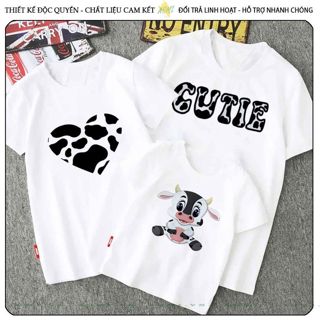 ÁO THUN bò sữa milk UNISEX PHÔNG TRẮNG TAY NGẮN NAM NỮ GIA ĐÌNH CẶP ĐÔI SIZE TRẺ EM BÉ TRAI GÁI AOMIVN