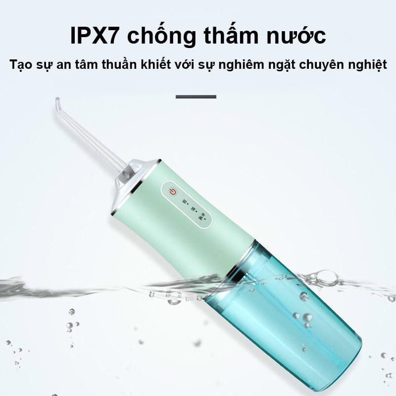 Tăm nước Oral Irrigator làm sạch răng miệng, tiêu chuẩn châu Âu kèm 3 đầu phun, bảo hành 12 tháng