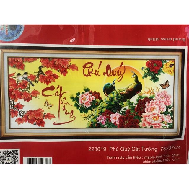 Tranh thêu chữ thập Phú Quý Cát Tường 223019 (75x35) chưa thêu