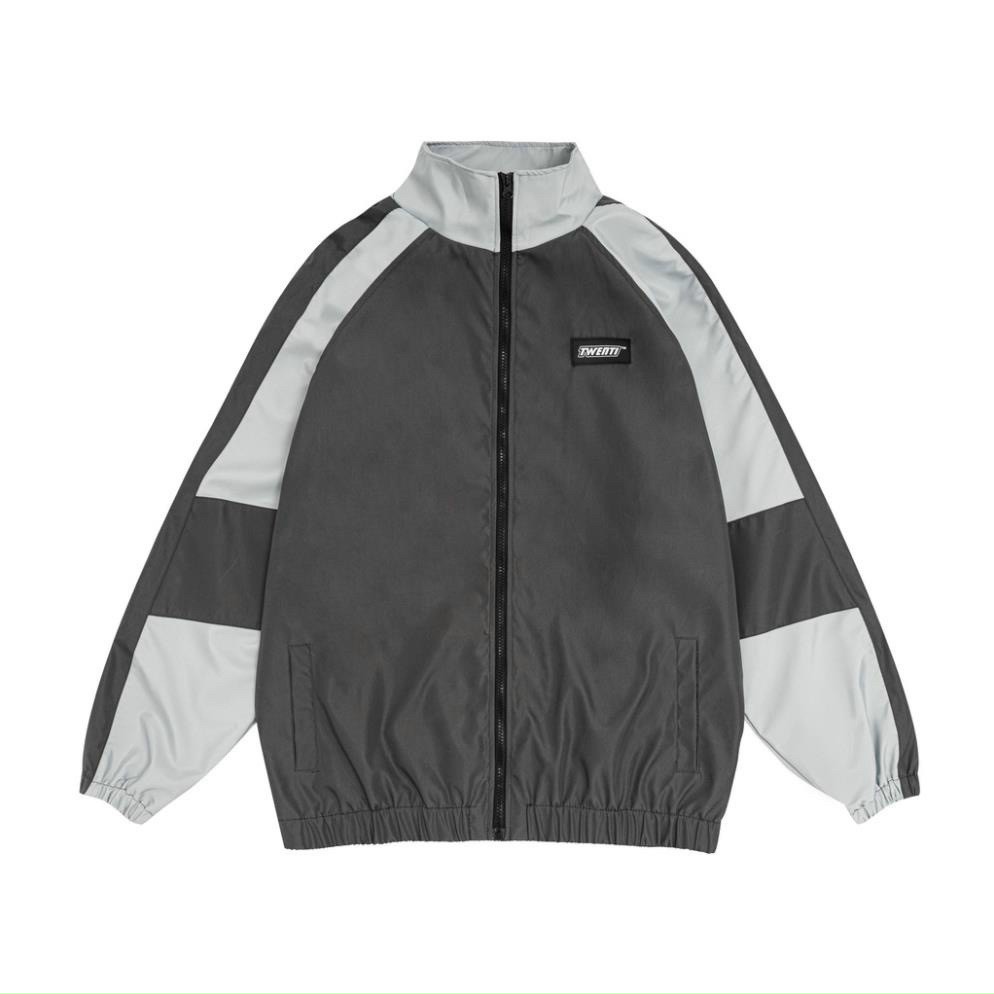 Áo Khoác Jacket Form Rộng WIND Vải Dù Trượt Nước Phong Cách Ulzzang, Áo Khoác Dù Jacket Phối Màu Đen Xám Chì Có Túi Trong Form Rộng Unisex Nam Nữ