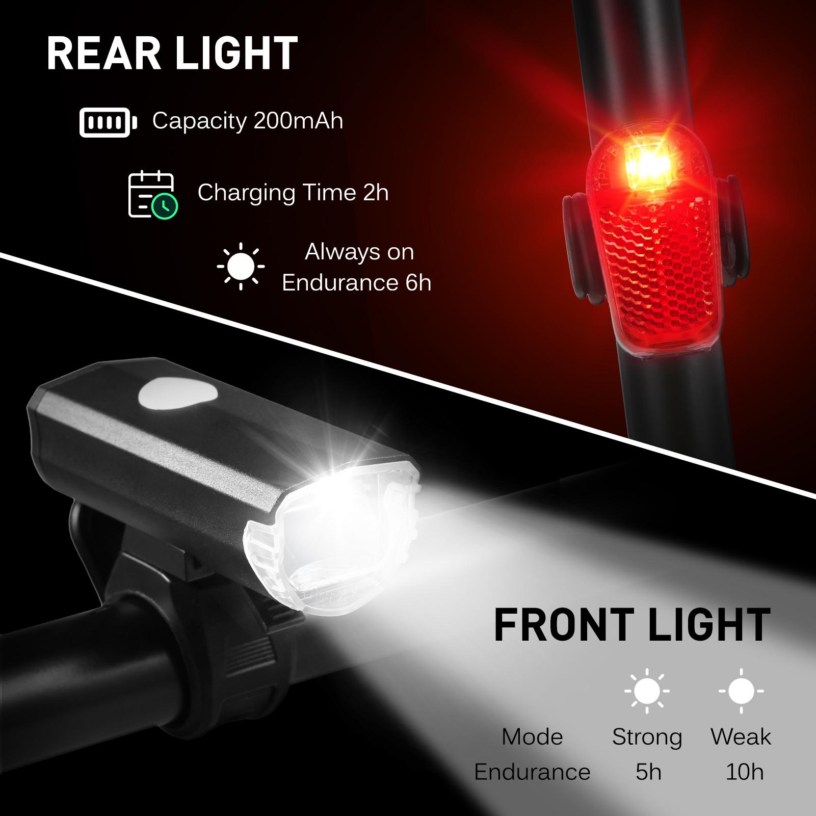 Đèn xe đạp có thể sạc lại USB đi đêm siêu sáng với đèn LED phía sau