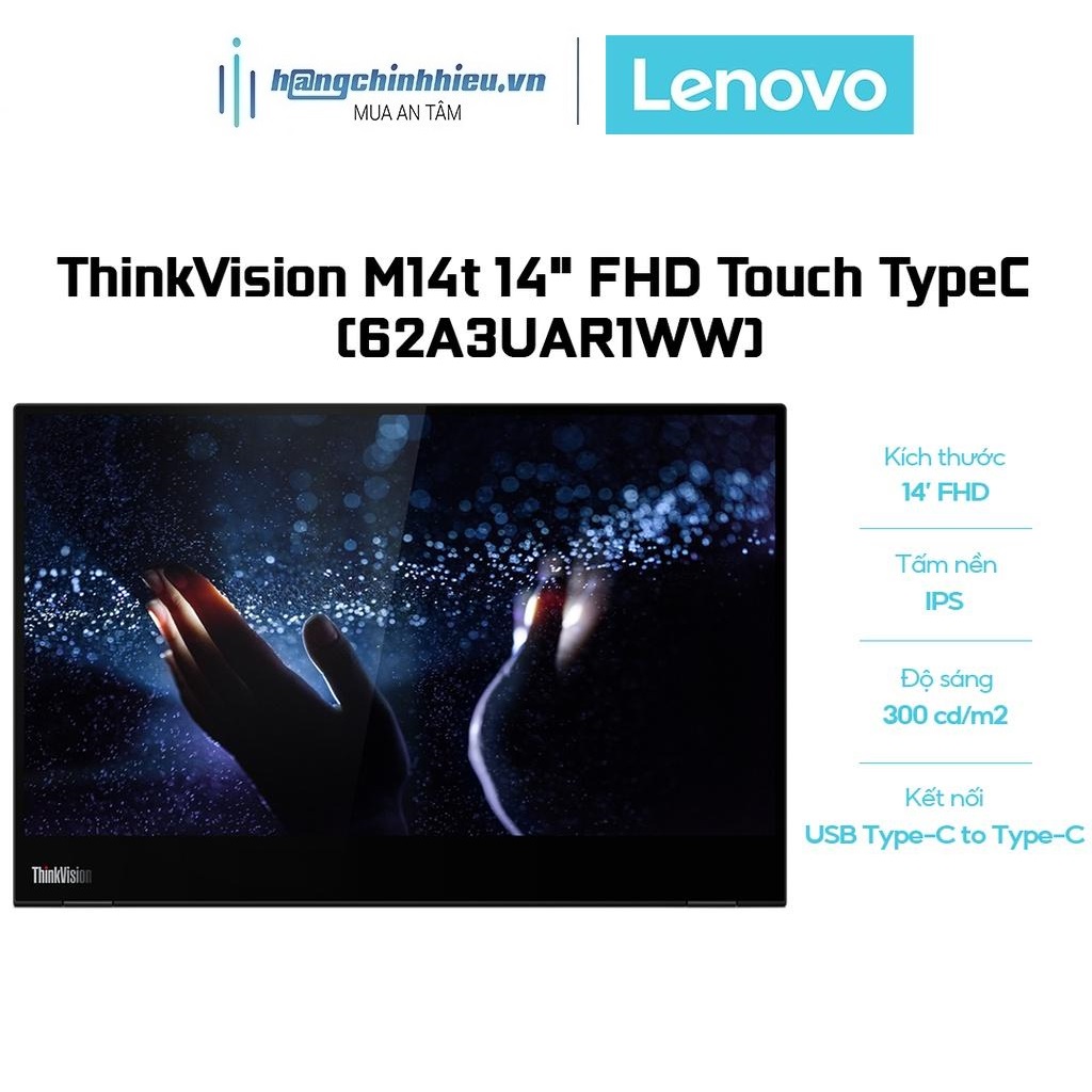 Màn Hình Di Động Lenovo ThinkVision M14t 14&quot; FHD Touch TypeC 62A3UAR1WW Hàng chính hãng