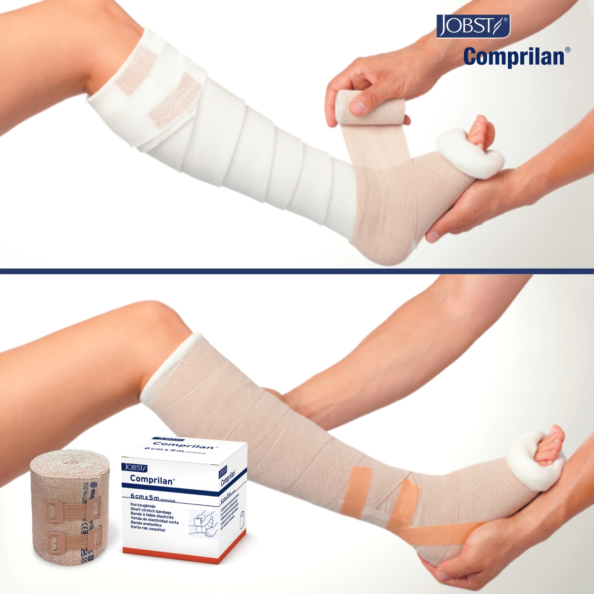 Comprilan - Băng Quấn Phù Bạch Huyết Lớp 3, Dạng Cuộn, Màu Da, Size 6cmx5m