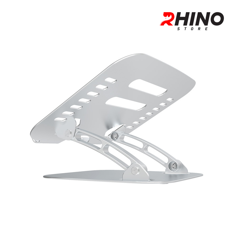 Kệ đỡ Laptop tản nhiệt Rhino KL201, giá đỡ máy tính nhôm cao cấp, gấp gọn - Hàng chính hãng