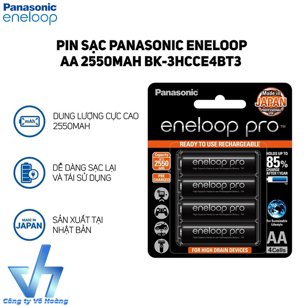Pin Sạc AA Eneloop Pro 2550 mah Made In Japan - Hàng Chính Hãng