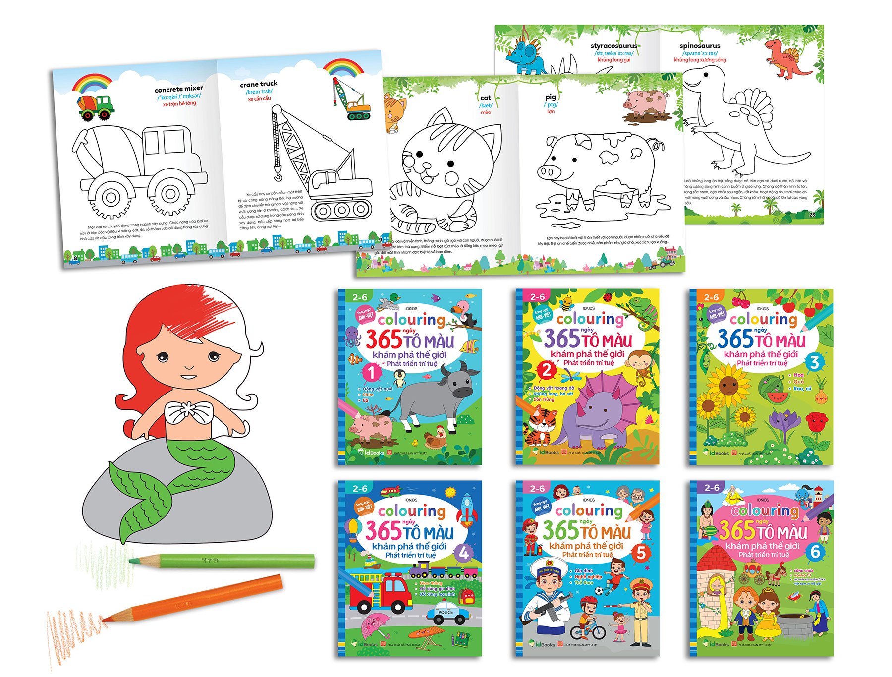 ách - Combo Bộ 6 cuốn - Colouring 365 ngày Tô màu - KHÁM PHÁ THẾ GIỚI PHÁT TRIỂN TRÍ TUỆ