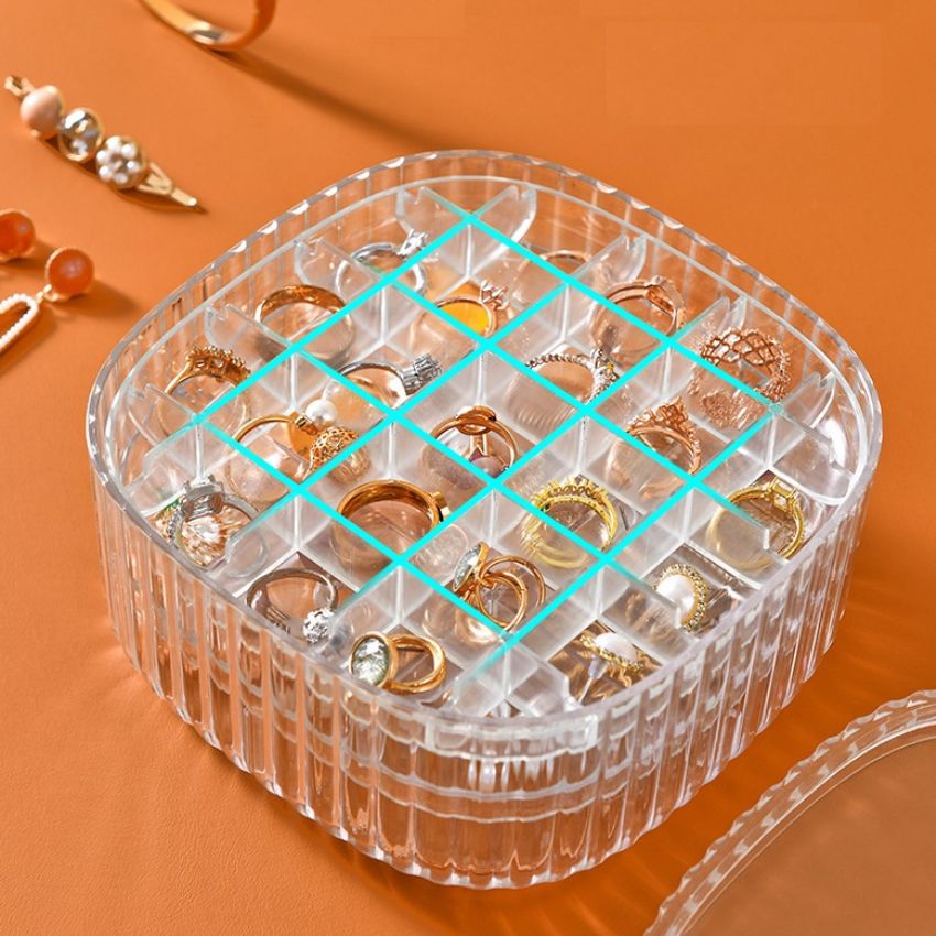 Hộp Đựng Trang Sức, Hộp Đựng Nhẫn, Bông Tai Nhiều Ngăn, Kt 15x15x7.5cm, BH 1 đổi 1