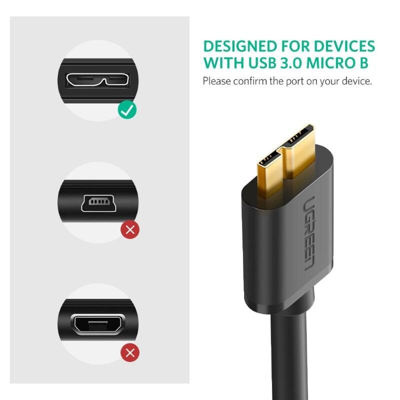 Ugreen UG10842US130TK 1.5M màu Đen Cáp USB 3.0 sang MICRO USB 3.0 cho ổ cứng - HÀNG CHÍNH HÃNG