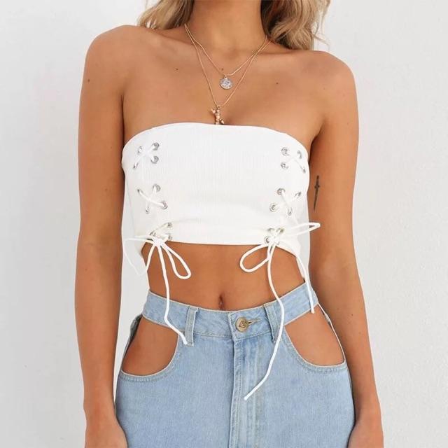 Áo Ống Croptop Đan Dây Eo - Kèm Ảnh Thật