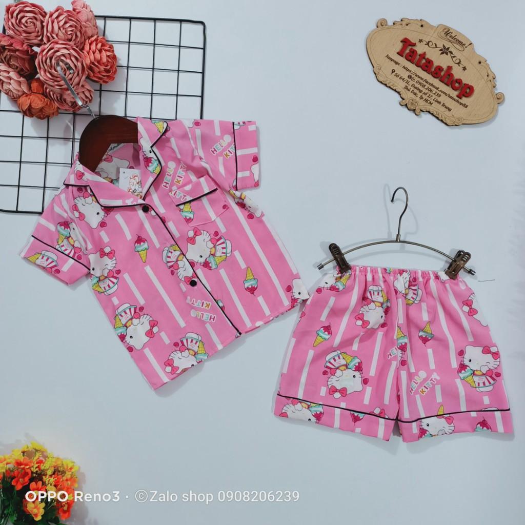 11-45kg Bộ pijama tay ngắn bé gái lụa Hàn cao cấp