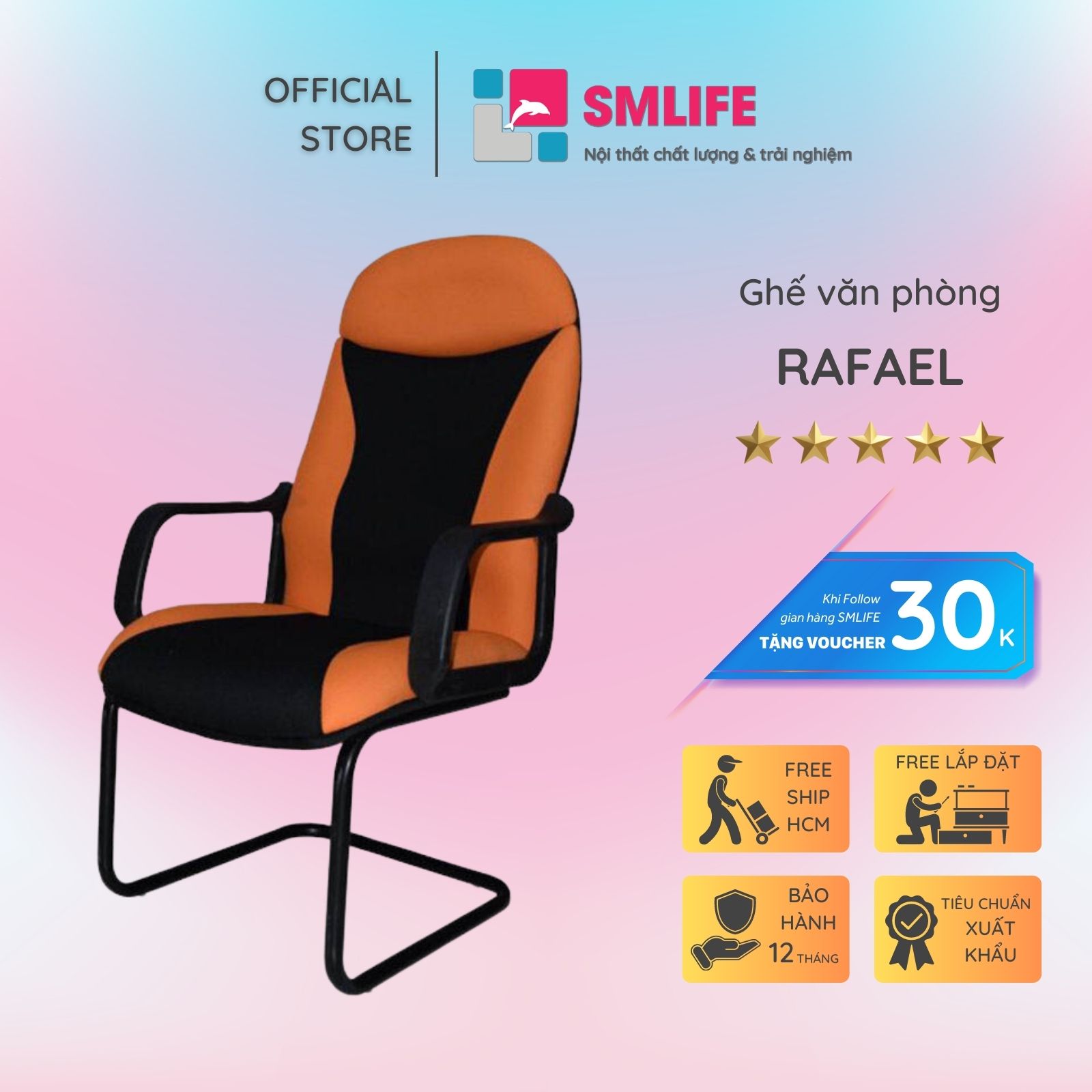 Ghế văn phòng chân quỳ lưng cao SMLIFE Rafael