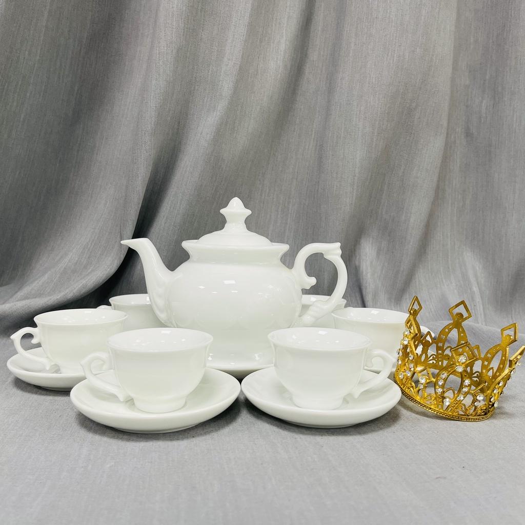 Quốc Hội - Ấm Trà Trắng Đẹp - Bộ Tách Uống Trà Siêu Xinh - Bộ Ấm Trà Bát Tràng Cao Cấp - Vitaminceramics