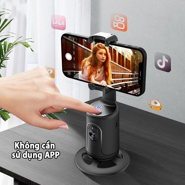 Gimbal điện thoại xoay 360 độ P01, Gậy Livestream, chụp ảnh, quay tik tok, vlog thông minh, tự động nhận diện theo dõi khuôn mặt, điều khiển bằng cử chỉ - Hàng chính hãng