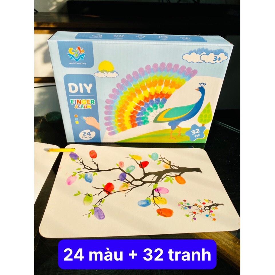 ️ĐỒ CHƠI HOT️ COMBO MÀU VẼ VÂN TAY FINGER PAINT BỘ 24 MÀU AN TOÀN DIY FINGER KÈM 32 TRANH MẪU CHO BÉ THỎA SỨC SÁNG TẠO