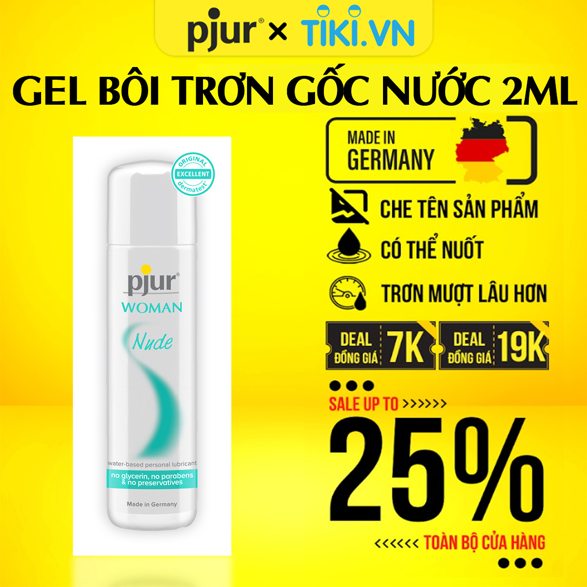 Gel bôi trơn gốc nước Pjur Woman Nude túi 1.5ml dành cho nữ đặc biệt dành cho làn da nhạy cảm an toàn lành tính