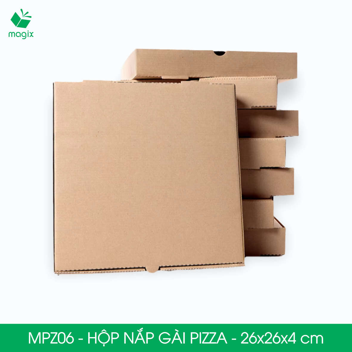 MPZ06 - 26x26x4 cm - 100 Hộp nắp gài pizza đa dụng - Hộp nắp gập, hộp carton gói hàng, hộp quà