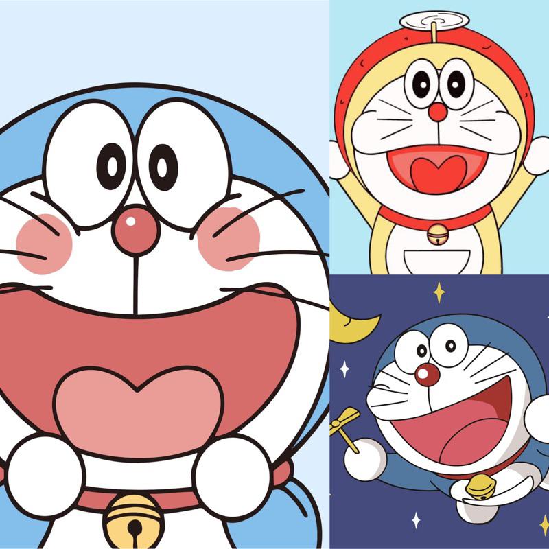 Tranh tô màu theo số Tranh Sơn dầu số hoá Doraemon size 20*20 kèm khung - 2