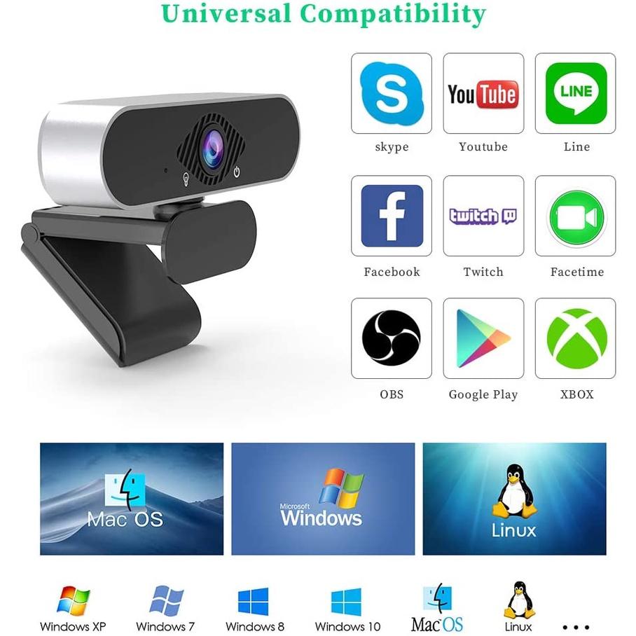 Hd 1080p Webcam, with Microphone, for Streaming Webcam, 360 Rotation Mini USB Camera, for Laptop Game Live Broadcast