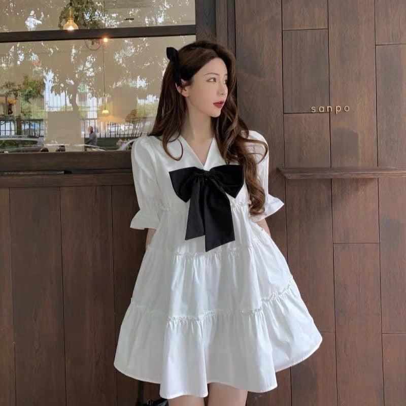 Đầm váy nữ babydoll phối nơ xinh xắn, cute dành cho các công chúa diện đi dạo phố, đi chơi