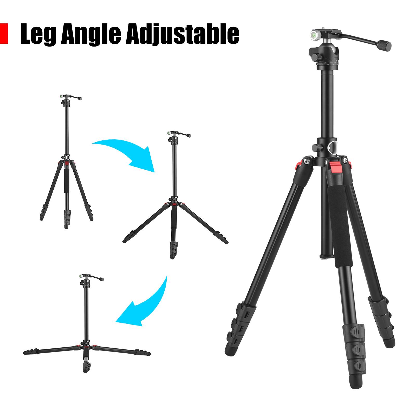 Photography Tripod for Camera 170cm Horizontal Tripod Stand Aluminum Alloy 360° Rotatable Ball Head 10kg Load Capacity