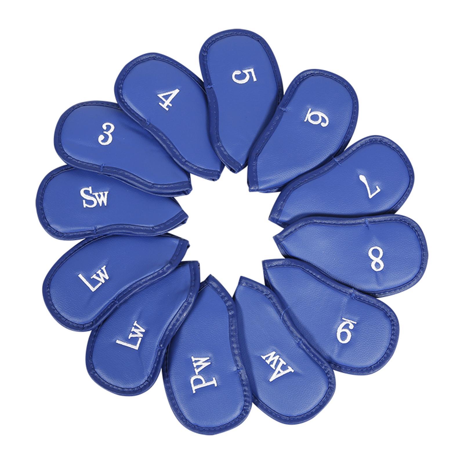 12x Golf Iron Head Covers Set Head Protector Golf Clubs Case PU Golf Club Headcover Golf Wedges Headcovers for Unisex Golf Training Supplies