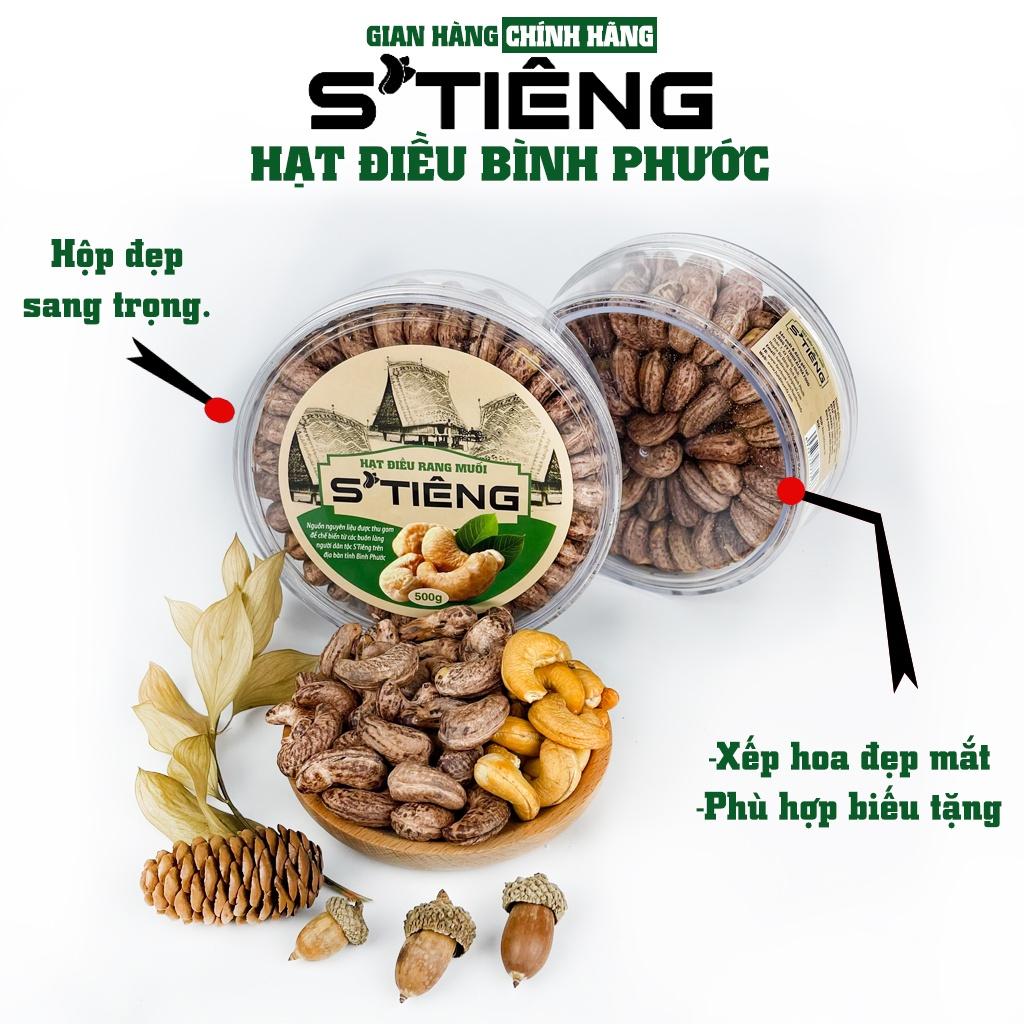 500Gr Hạt Điều Rang Muối STIÊNG Nguyên Hạt Loại 1 A+ (380-410) Hộp Tròn Xếp Hoa