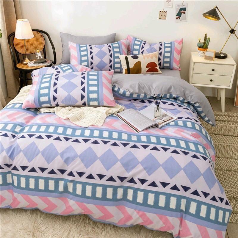 Bộ chăn ga Cotton thổ cẩm tím lạ mắt mâu mới - Hàng nhập khẩu
