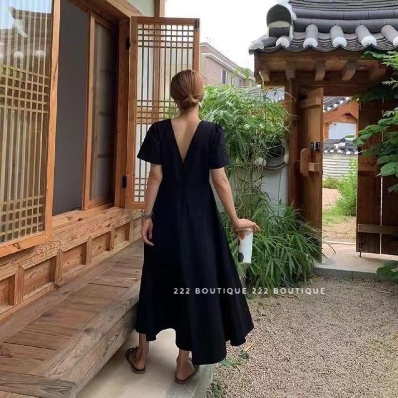 Váy thô Kate cổ tròn lưng V HQ