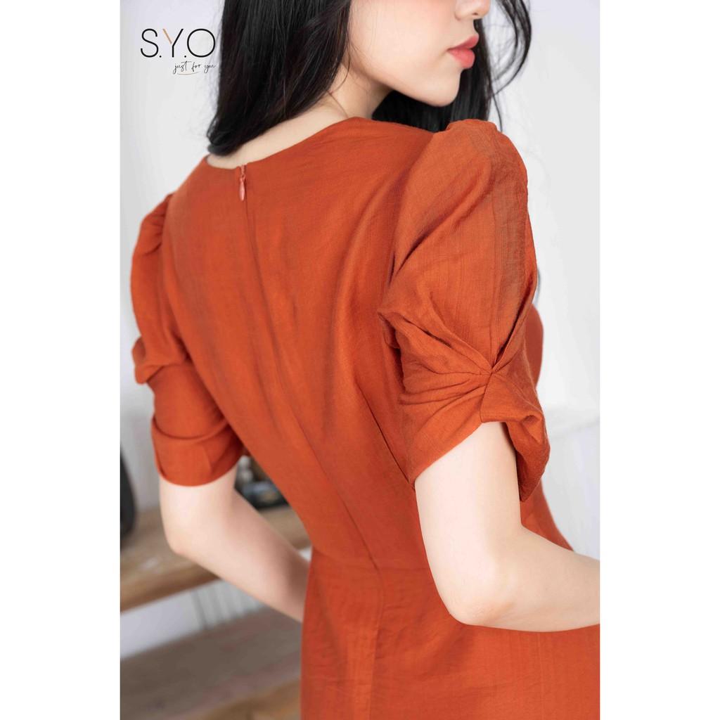 Đầm xòe vạt chéo tay xoắn SYO D4004-21
