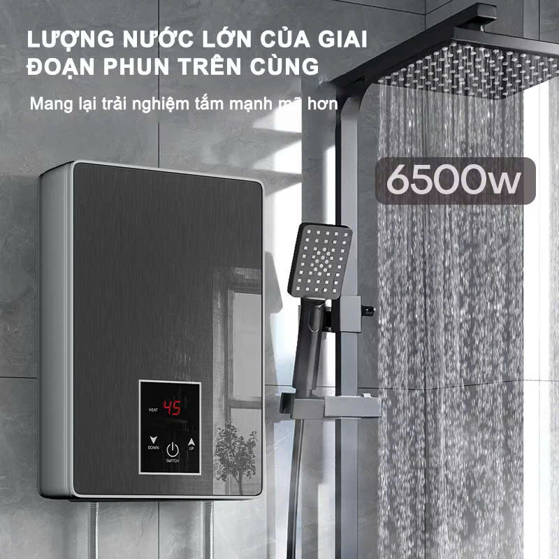 Máy Tắm Nước Nóng Trực Tiếp Thông Minh Kèm Bộ Vòi Sen Hiện Đại Thiết Kế Sang Trọng Dễ Lắp Đặt