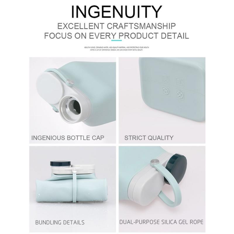 600ml Collapsible Silicone Drink Water Bottle Folding Kettle Cup Travel Sports Drink Water Bottle Kettle Outdoor