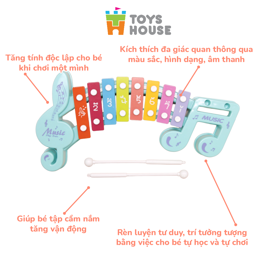 Đồ chơi đàn gõ Xylophone cho bé 8 phím hình nốt nhạc - Đồ chơi âm nhạc cho bé Toyshouse 683-2